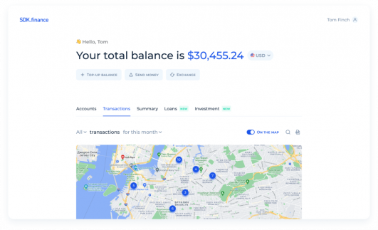 Digital wallet platform by SDK.finance - Spendings visualization