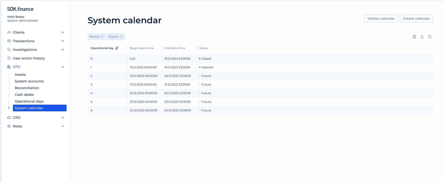 System Calendar SDK finance White Label Digital Banking Software