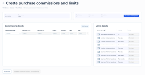 Create commission and limits