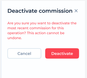 Deactivate/Activate commission and limits.