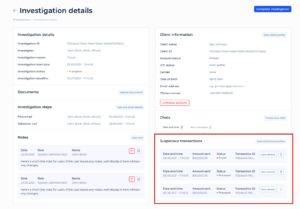 Investigations: Suspicious transactions