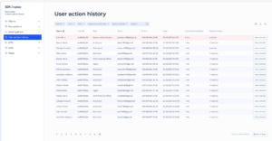 User action history