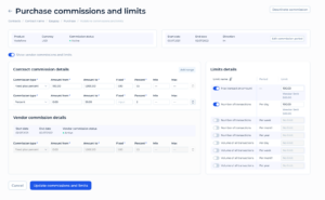 View commission rules and limits per operation (in contracts)