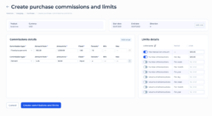 Create commission and limits