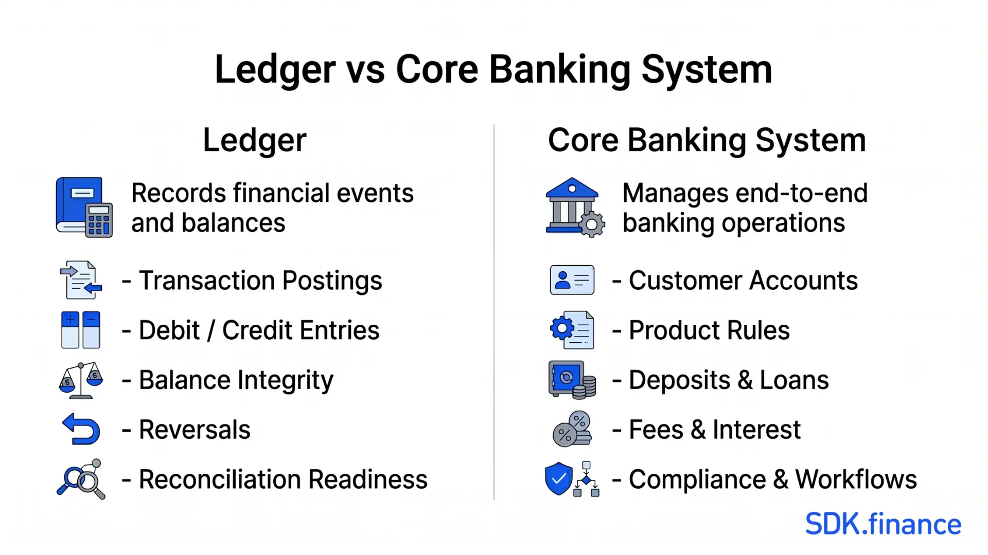 Ledger vs Core Banking System: What’s the Difference?